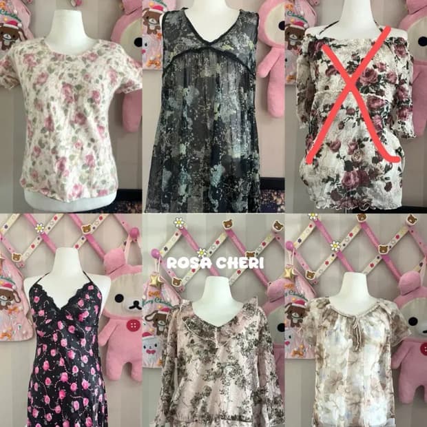 빈티지 오리엔탈 페어리 로사체리레스트로즈 반팔레이어드나시슬립플로랄