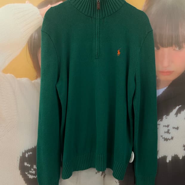 POLO 폴로 그린 반집업니트