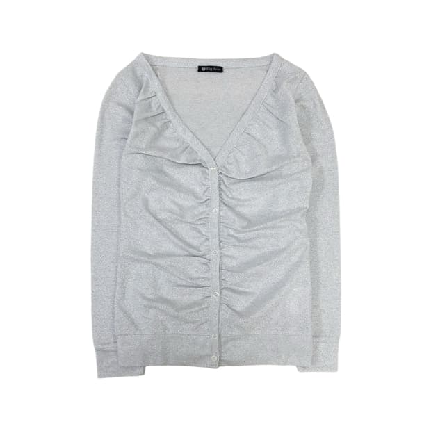 연그레이 글리터 셔링 가디건