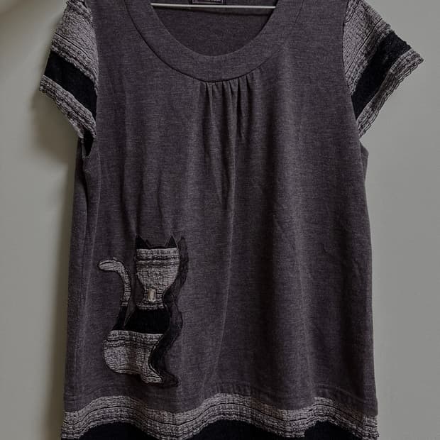 모리걸 고양이 반팔 니트 하구미 펑크 갸루 y2k