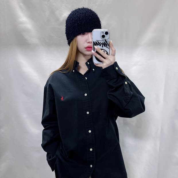 폴로 랄프로렌 레드포니 블랙 오버핏 솔리드 셔츠 