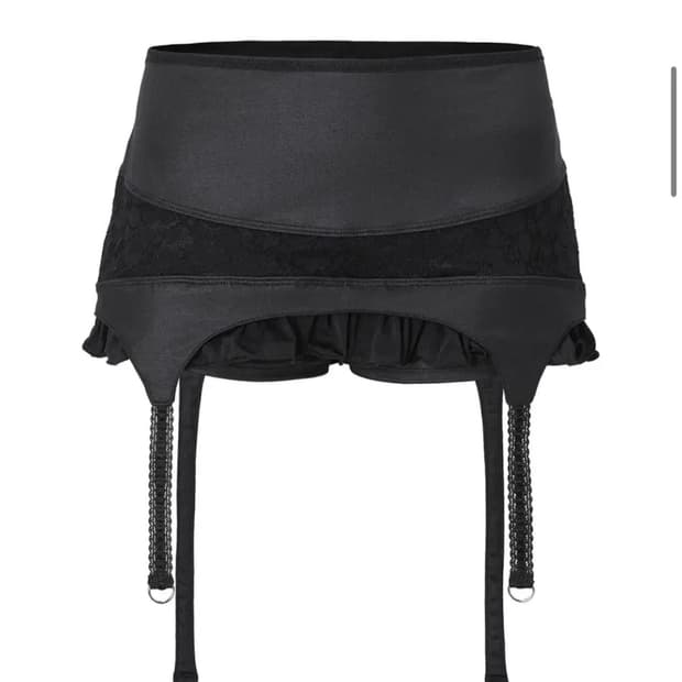 쓰리타임즈 레이스 가터 스커트 블랙 M