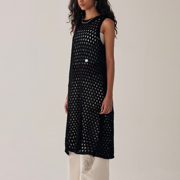 트리밍버드 Crochet Knit One-piece(black)