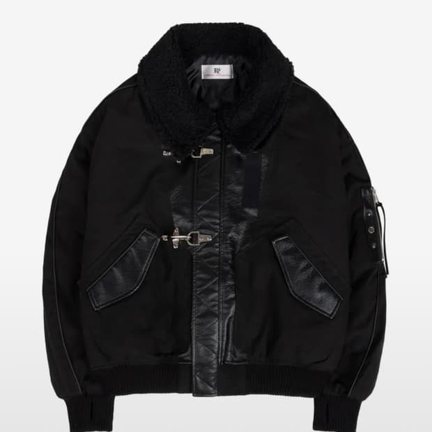 RSSC x POG SERVICE 레더 믹스드 코튼 봄버 자켓