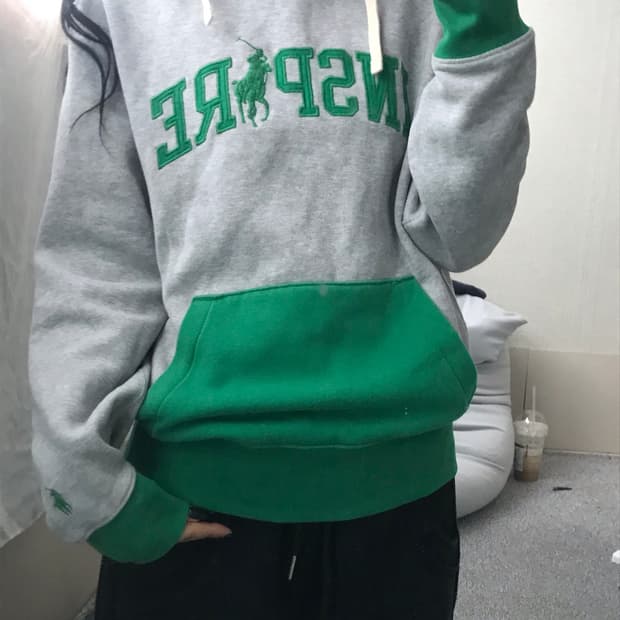 폴로 빅포니 그레이 후드티