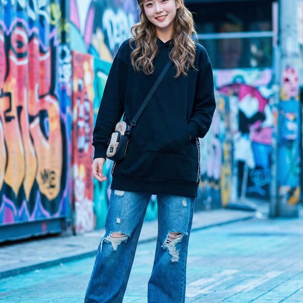 젝시믹스 사이드로고 롱 후드티_S