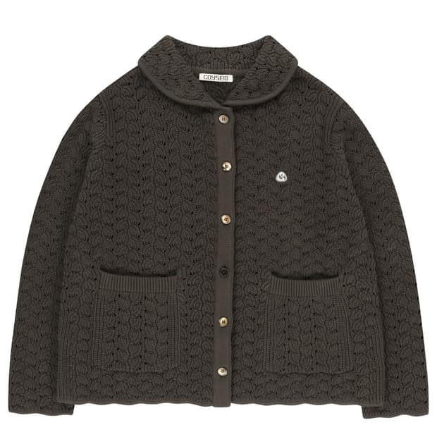 코이세이오 웨이브 니트 가디건 브라운