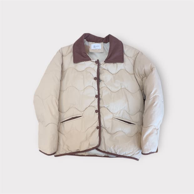 코듀로이 카라 이이보리 패딩