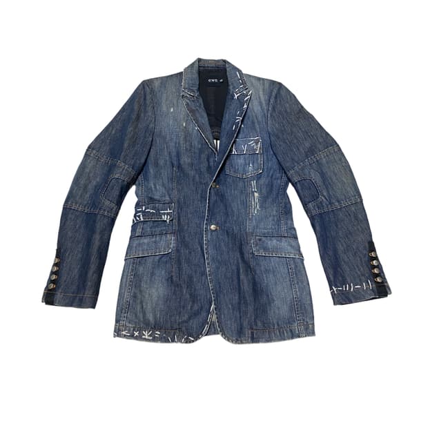 CNC 스티치 데님 블레이저 자켓