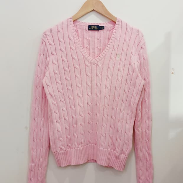 릴프포렌폴로 브이넥 케이블니트 M