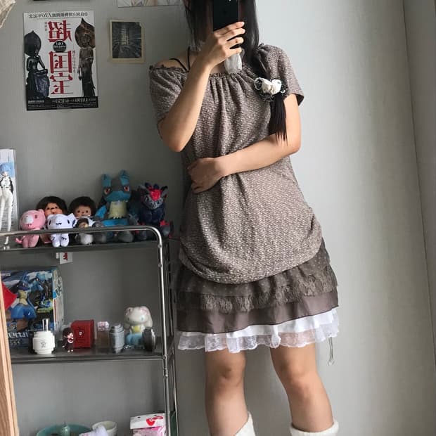 모리 오프숄더 캉캉 레이스 원피스
