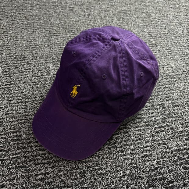 폴로 랄프로렌 포니 로고 가죽 스트랩 퍼플 볼캡 1828