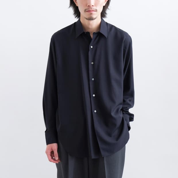 [2] heugn alan wool navy 유겐 알란 울 네이비 셔츠