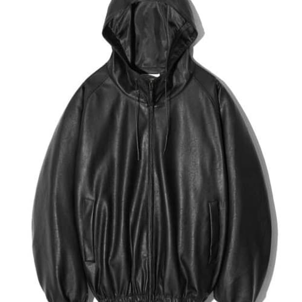 파르티멘토 페이크 레더 후드집업