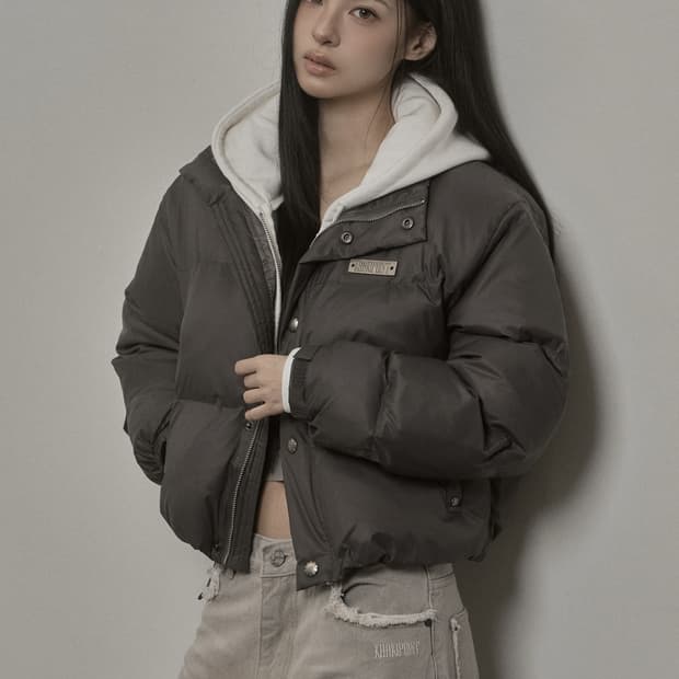 카키포인트 패딩 Stud Padded Jacket (charcoal)
