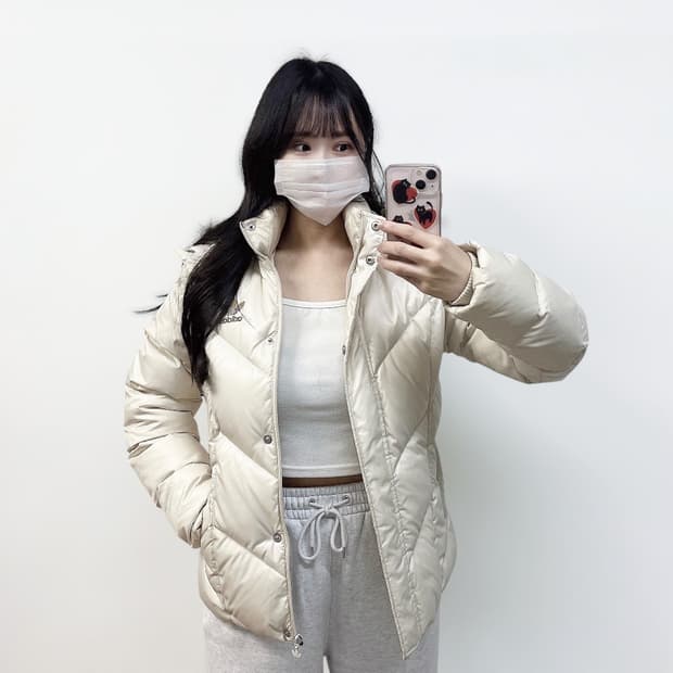 아디다스 보아 털 패딩 자켓 아이보리