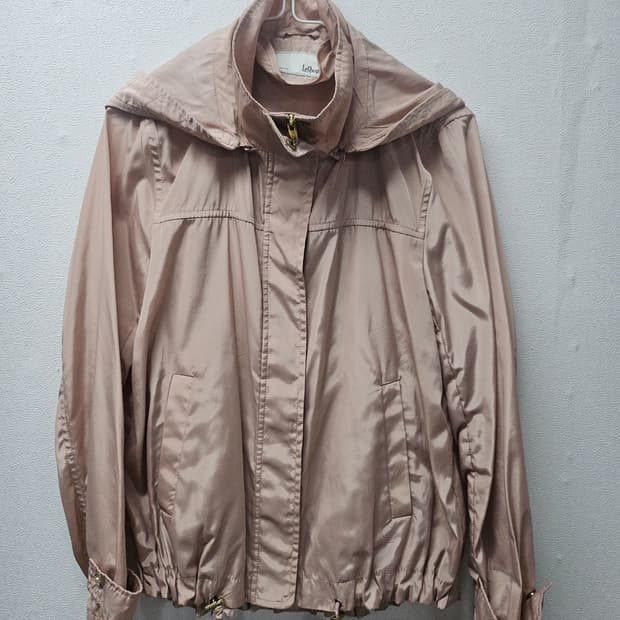 Le shop 연핑크 후드집업 바람막이 자켓 S 85