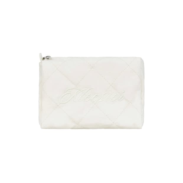 Compact Quilted Pouch, Ivory