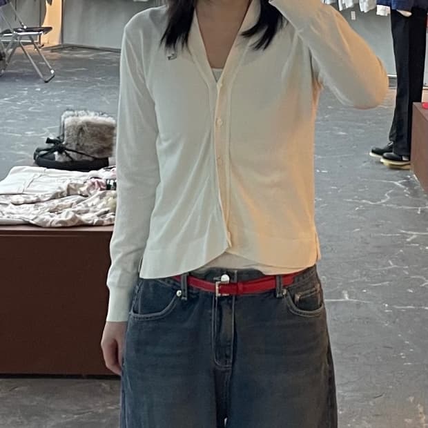 라코스테 썸머 브이넥 티핑 가디건 H1377