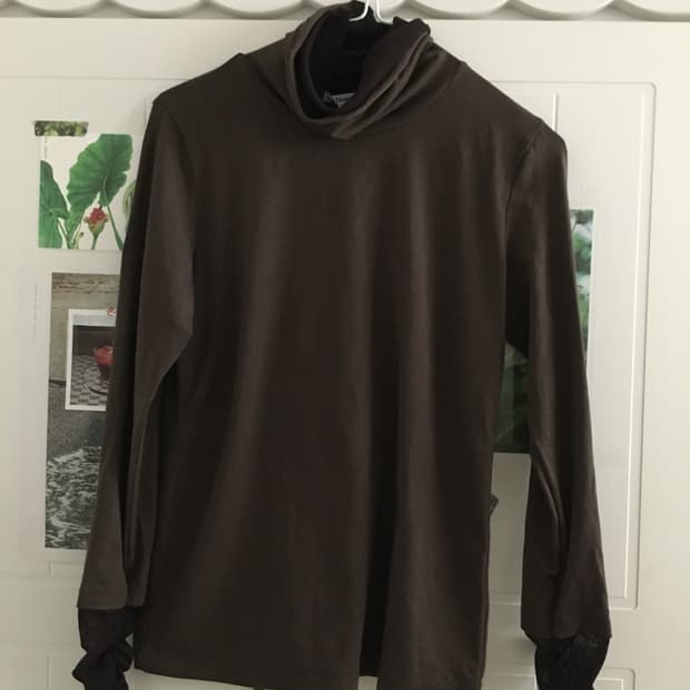 일본빈티지 레이어드 레이스 진브라운 폴라티