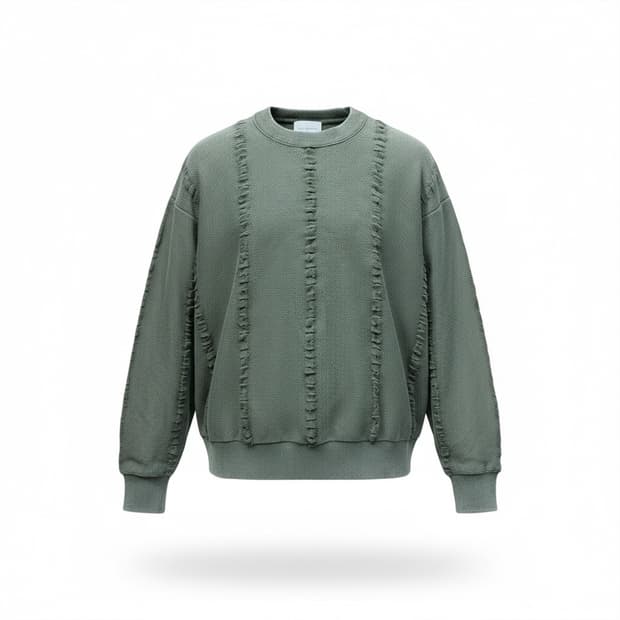 VIntage 데미지 워싱 올리브 카키 맨투맨