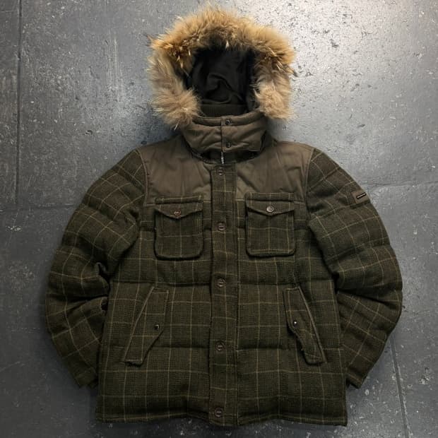 105 빈폴 울 체크 다운 패딩 