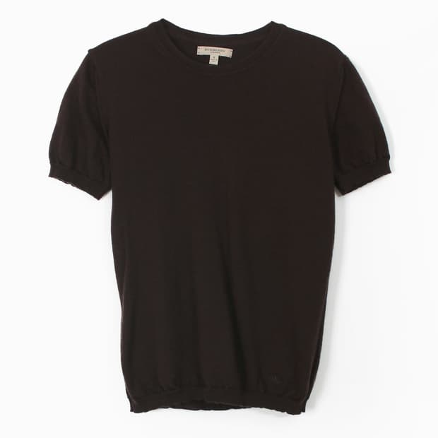 버버리 빈티지 울 로고 니트 반팔 티셔츠