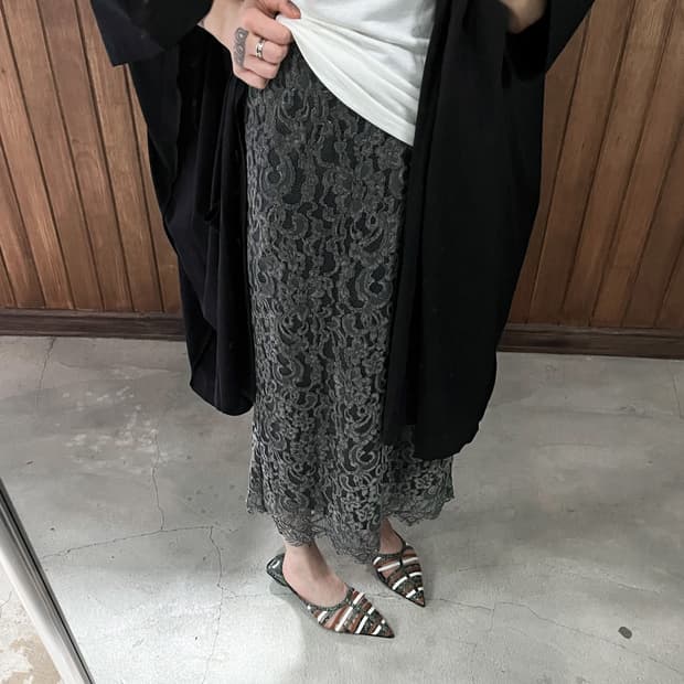 LIESSE charcoal floral lace skirt