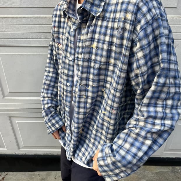 빈티지블루체크셔츠