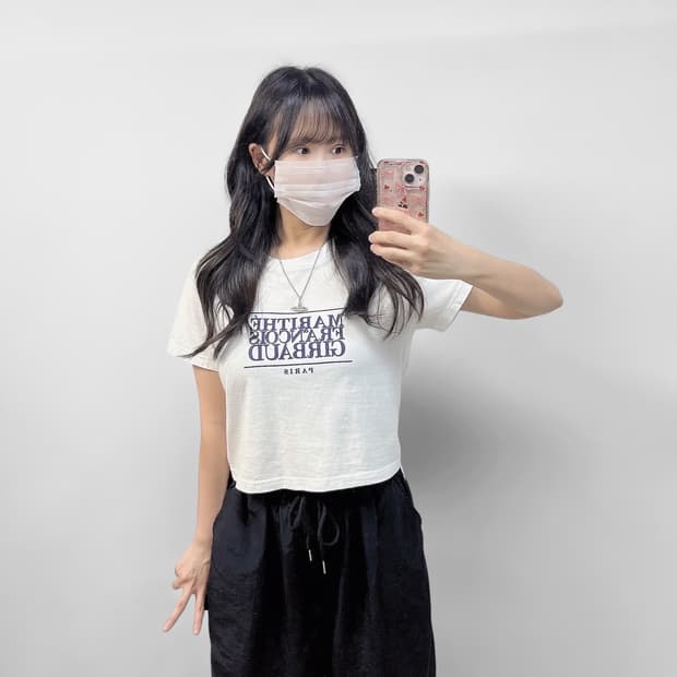 마리떼프랑소와저버 크롭 반팔티 화이트
