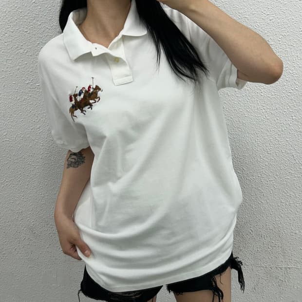 폴로 랄프로렌 트리플포니 화이트 pk반팔 XL