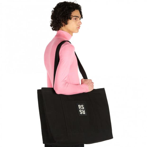 라프시몬스 데님 빅 토트백