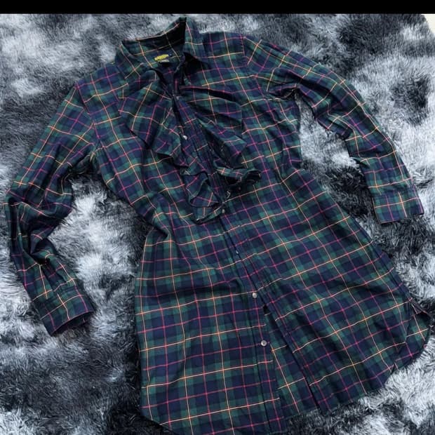 투티/0071 럭비 랄프로렌 타탄체크 셔츠 원피스 그린