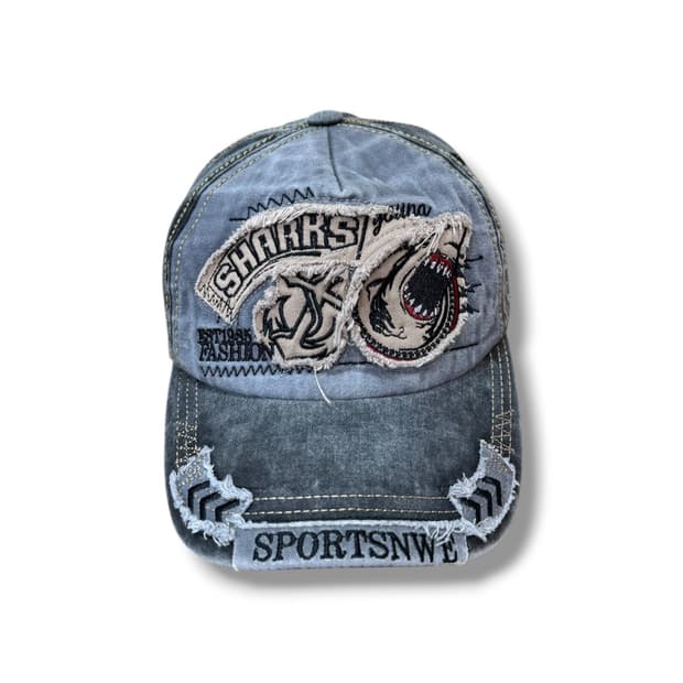 샤크 Y2K 패치 데님 볼캡 