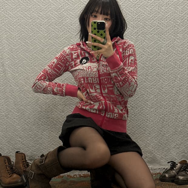푸부 올드스쿨 레트로 Y2K 스트릿 펑크 후드집업 K0170