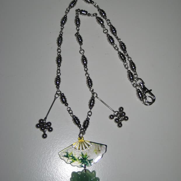 오리엔탈 부채 연꽃 동양풍 목걸이