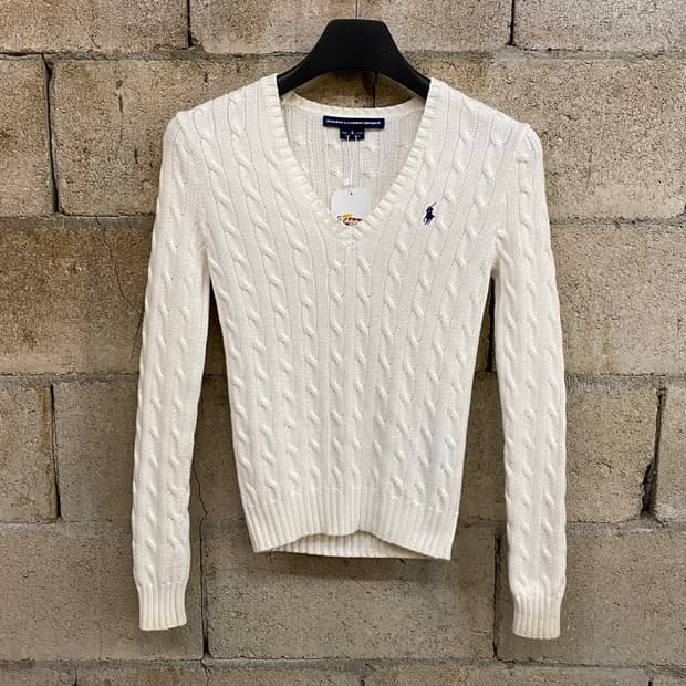 [S] Polo RL Cable V-Neck Sweater