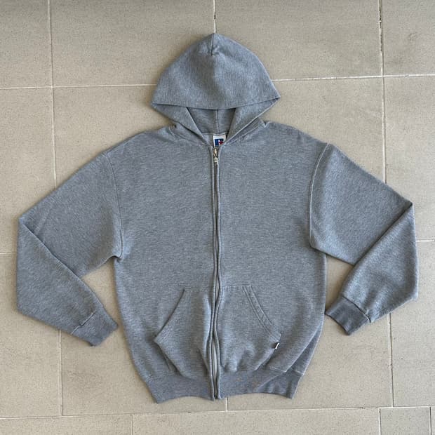 90s 빈티지 러셀 후드집업 그레이 M
