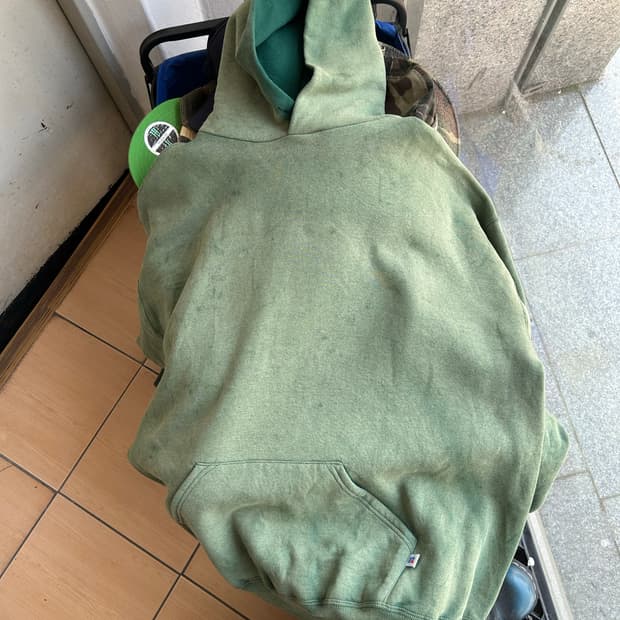 90‘s 러셀 페이딩 후디 그린 XXL