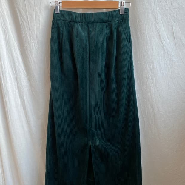 RAY CASSIN 청록빛 코듀로이 밴딩스커트(M)