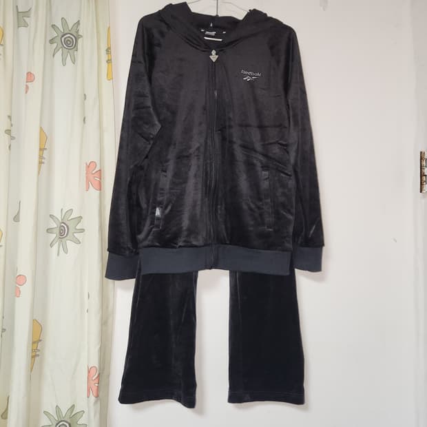 리복 벨벳 트레이닝복 세트 블랙 L(~100)