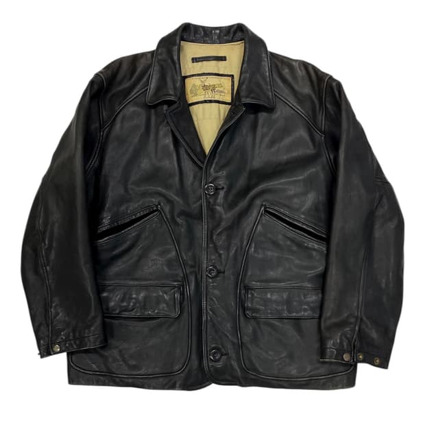 8-90's Chevignon 소가죽 헌팅 자켓