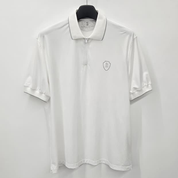 브루넬로 쿠치넬리 반집업 폴로 카라 반팔 XL