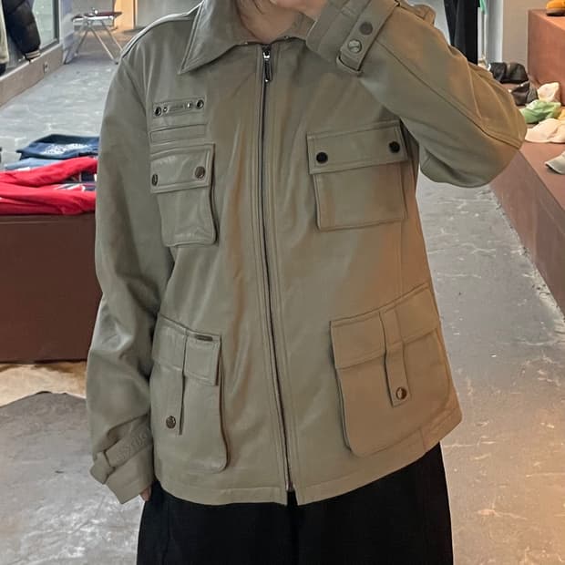 본더치 포켓 유틸리티 양가죽 레더 자켓 H2205