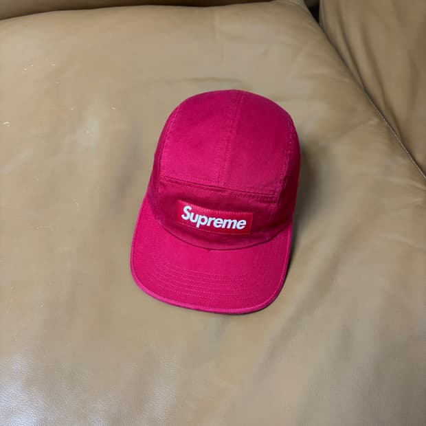 슈프림 캠프캡 모자 박스로고 24ss 워시드 레드