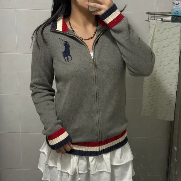 대대장) 폴로 랄프로렌 빅포니 배색 니트집업