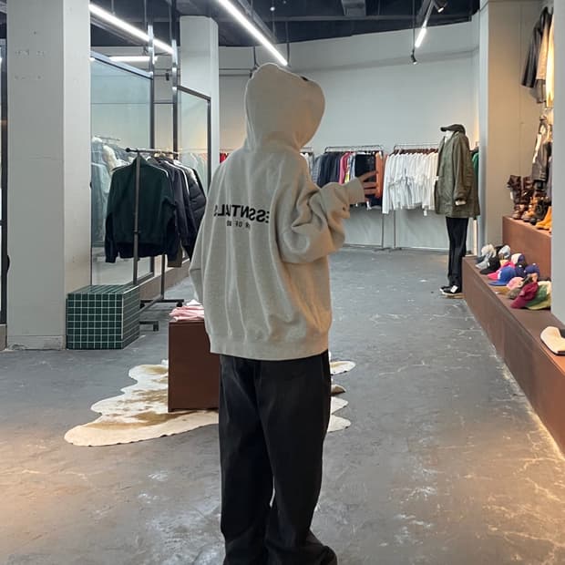 에센셜 백로고 기모 후드티 H1827