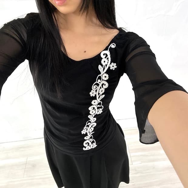 Black Oriental Embroidery Detail Sleeve