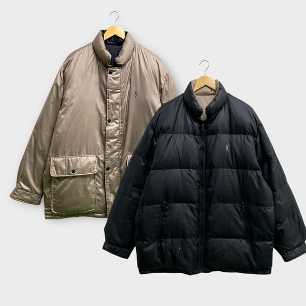 입생로랑 YSL 리버시블 블랙/베이지 구스 패딩 2XL