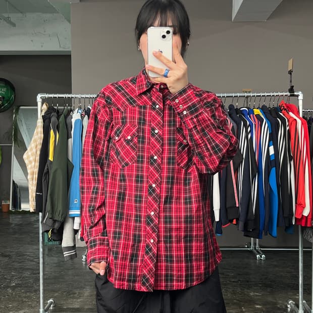 랭글러 웨스턴 체크 셔츠